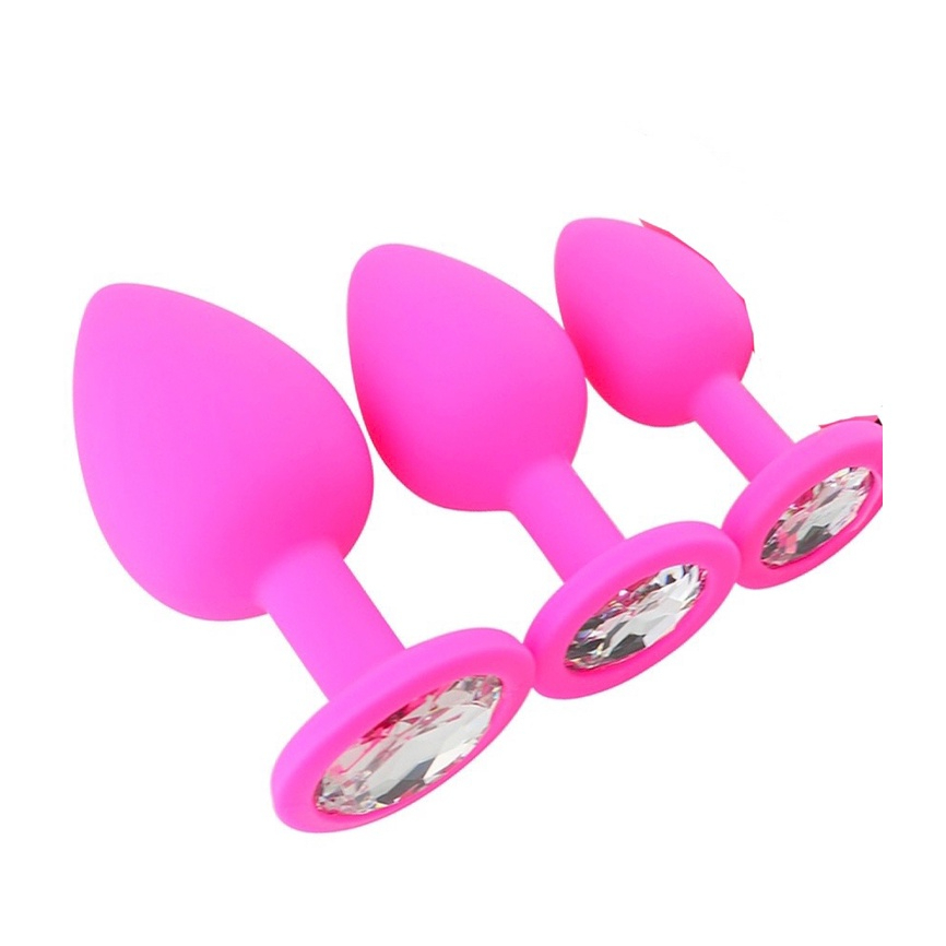 Plug Anal De Silicone P Cravejado Com Pedra na Base Aveludado - Imagem 3