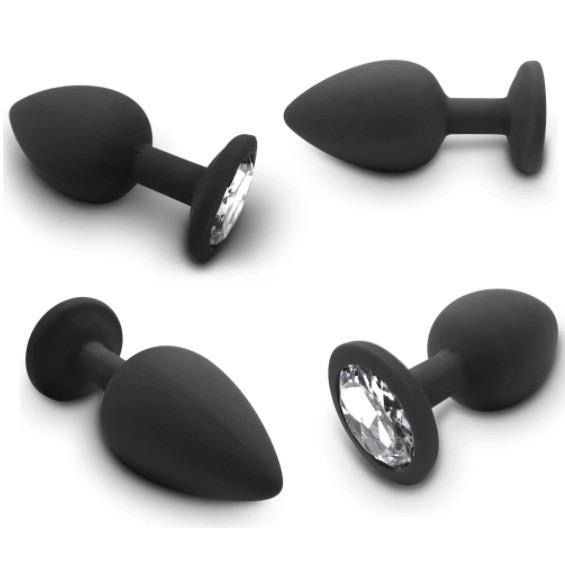 Plug Anal De Silicone P Cravejado Com Pedra na Base Aveludado - Imagem 5