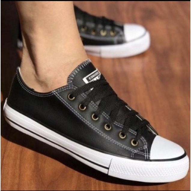 Tênis ALL STAR COURO PRETO em Promoção, Seu Estilo em Destaque! Unisex