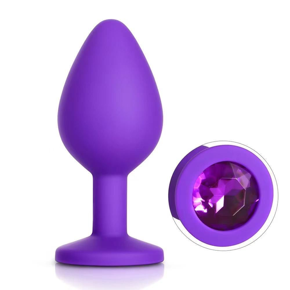 Plug Anal De Silicone P Cravejado Com Pedra na Base Aveludado - Imagem 2