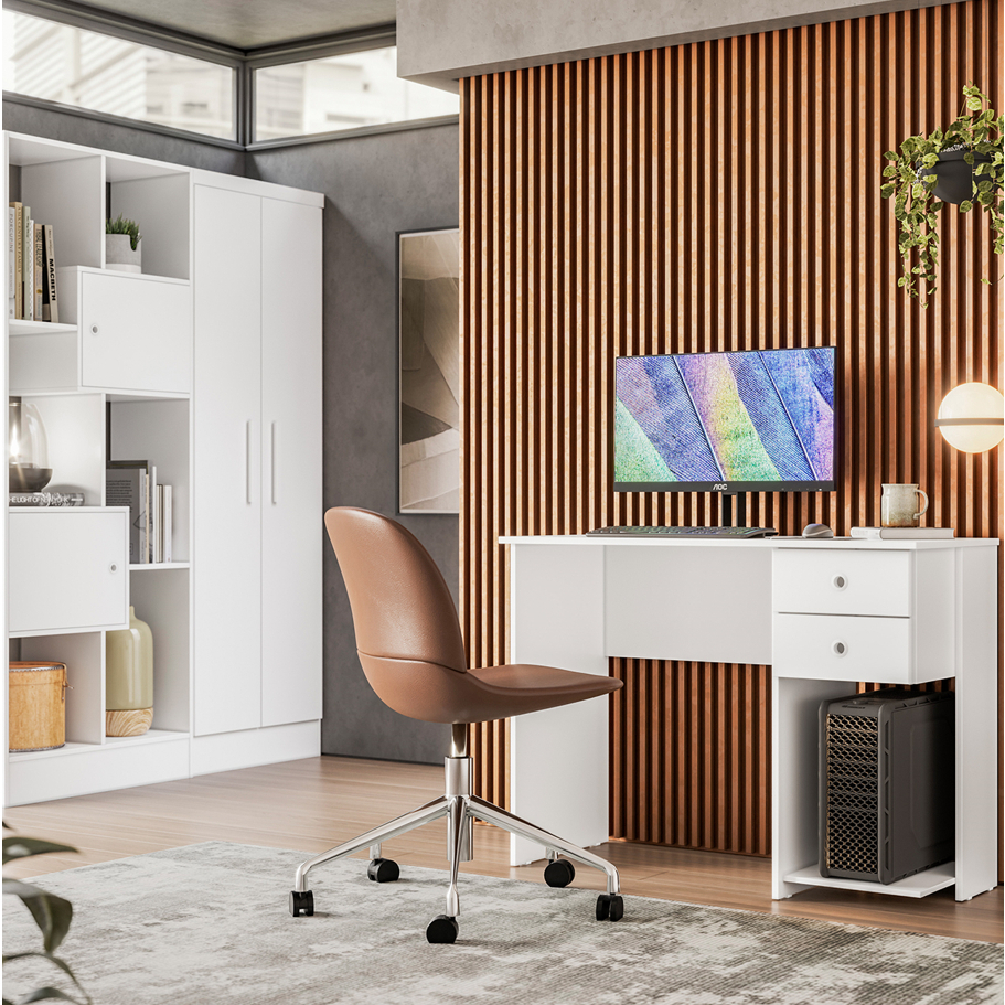 Mesa Escrivaninha 4115 para Computador Notebook com 2 Gavetas Suporte para CPU - Imagem 5