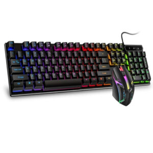 Kit Teclado Semi Mecânico + Mouse Gamer 3200dpi Rgb Led M300