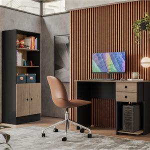 Mesa Escrivaninha 4115 para Computador Notebook com 2 Gavetas Suporte para CPU